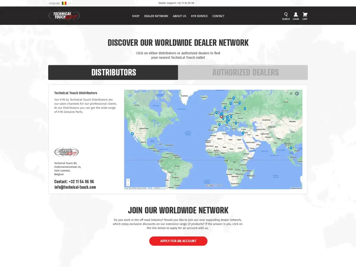 Worldwide map of distributors and authorised dealers